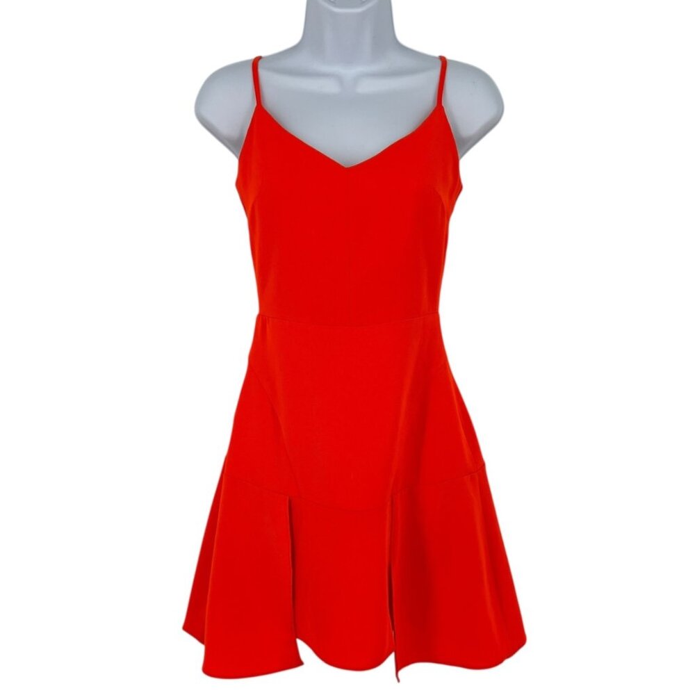 Storee A-Line Mini Dress V-neck Sleeveless Orange Size Small